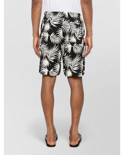 Laneus Black Swim Shorts Knee Length Print Pockets for men