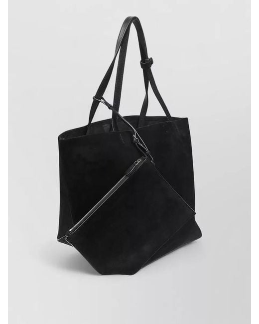 The Row Black Park Suede Tote Bag Dual Handles