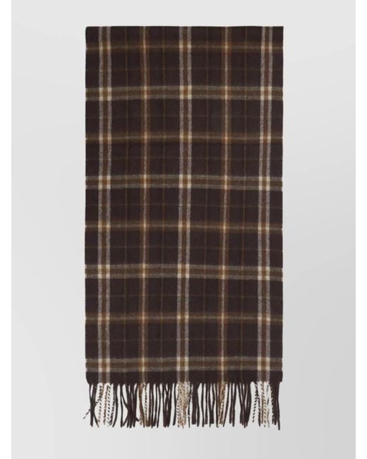 Céline Brown Checked Scarf Fringed Edges for men