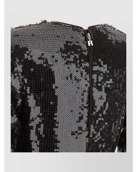 ROTATE BIRGER CHRISTENSEN Black Sequin Dress Featuring Floral Detail Long Sleeves