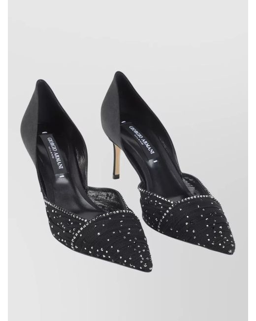 Giorgio Armani Multicolor Satin Tulle Rhinestone Pumps Pointed Toe