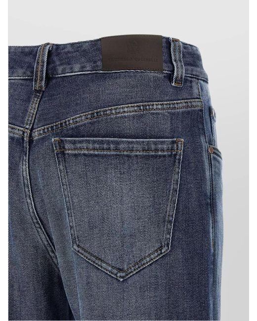 Brunello Cucinelli Blue Denim Contemporary Loose Straight-Leg Trousers