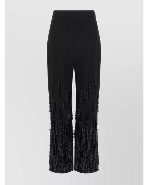 Alberta Ferretti Black Trousers Featuring Intricate Embellished Design