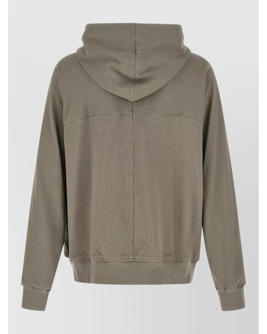 Rick Owens Gray Hooded Jacket Adjustable Drawstring Side Pockets for men