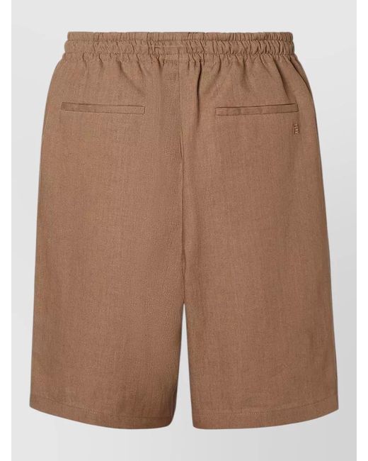 Fendi Brown Linen Bermuda Shorts for men
