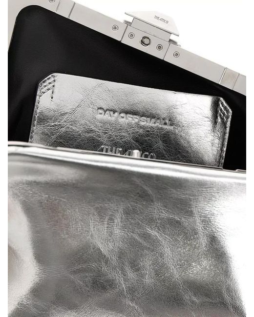 The Attico Metallic Small Craquelé Leather Clutch Bag