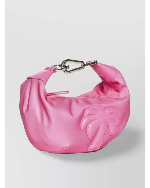 Palm Angels Pink Big Palm Logo-Embossed Clutch With Design