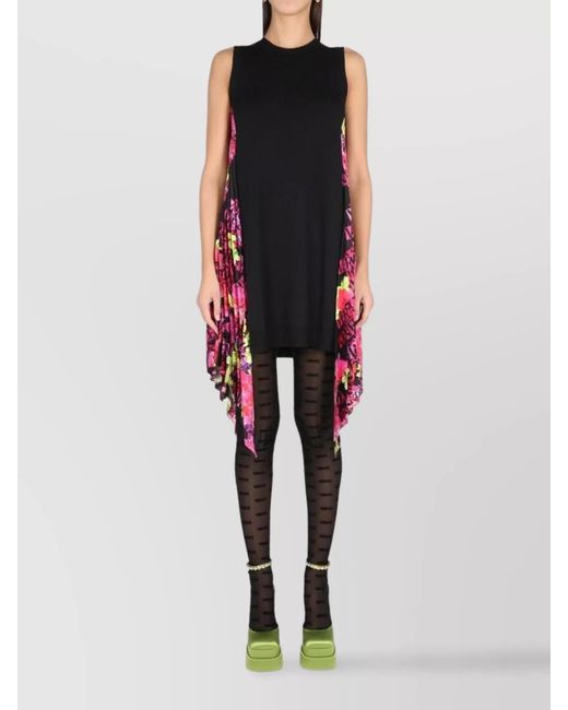 Versace Black Pleated Wool Mini Dress