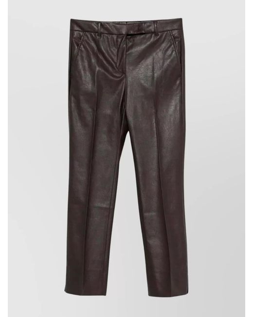 Incotex Gray Faux Leather Slim-Fit Trousers