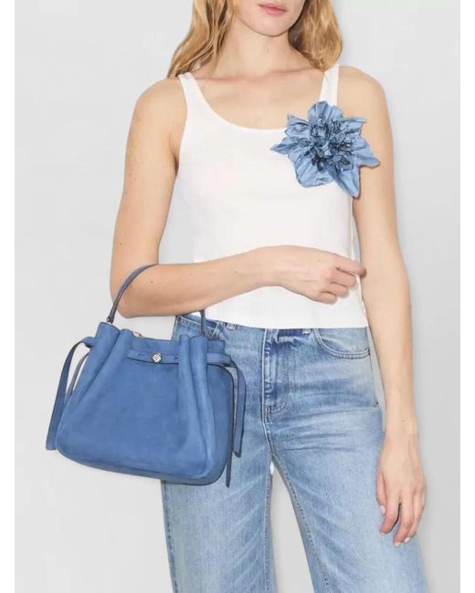 Tory Burch Blue Romy Nubuck Bucket Shoulder Bag