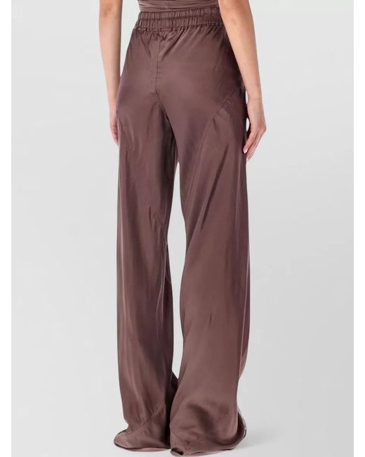 Rick Owens Red Silk Wide-Leg Maxi Trousers