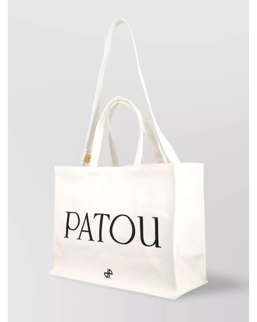 Patou White Cotton Large Tote Bag