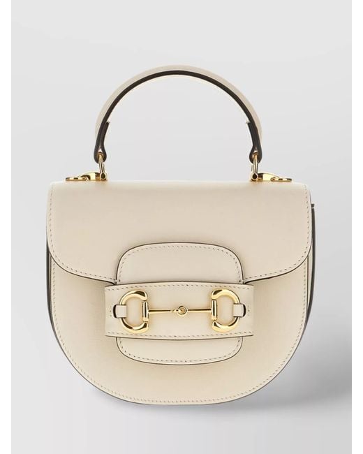 Gucci Natural Mini Horsebit 1955 Handbag With Structured Silhouette