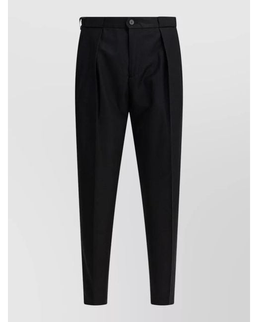 Briglia 1949 Black Trousers Pleated Front Belt Loops Back Pockets