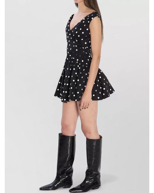 Self-Portrait Black Cotton Polka-Dot Off-Shoulder Gathered Mini Dress
