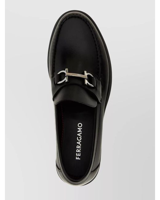 Ferragamo Black 'Buckle Detail Round Toe Loafers' for men