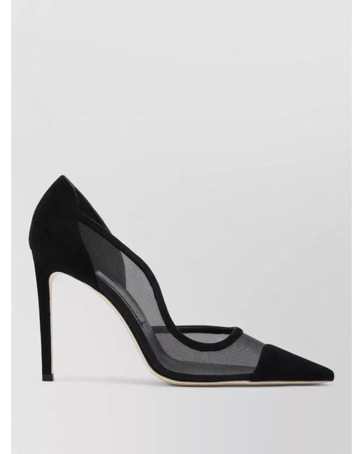 Jimmy Choo Black Brigitte Pumps Mesh Panels Pointed Toe Stiletto