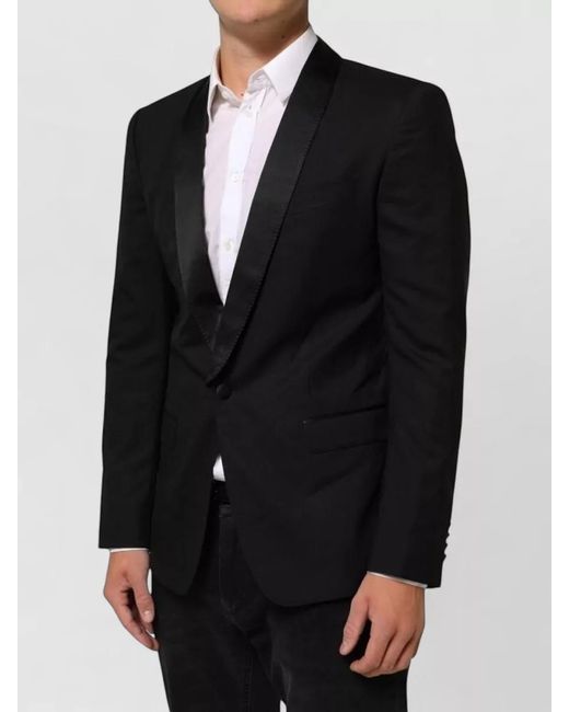 Dolce & Gabbana Black Silk Blend Single-Breasted Suit Jacket for men