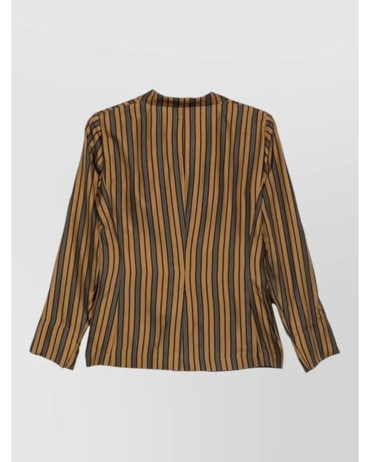 Alberto Biani Brown Silk Blazer Jacket Striped Tailoring
