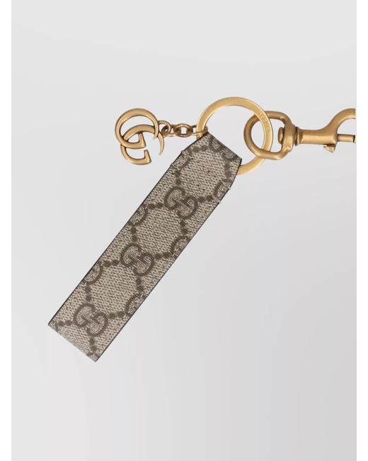 Gucci White Printed Canvas Keyring for men