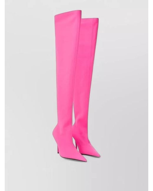 Balenciaga Pink Stretch Knee-High Stiletto Boots