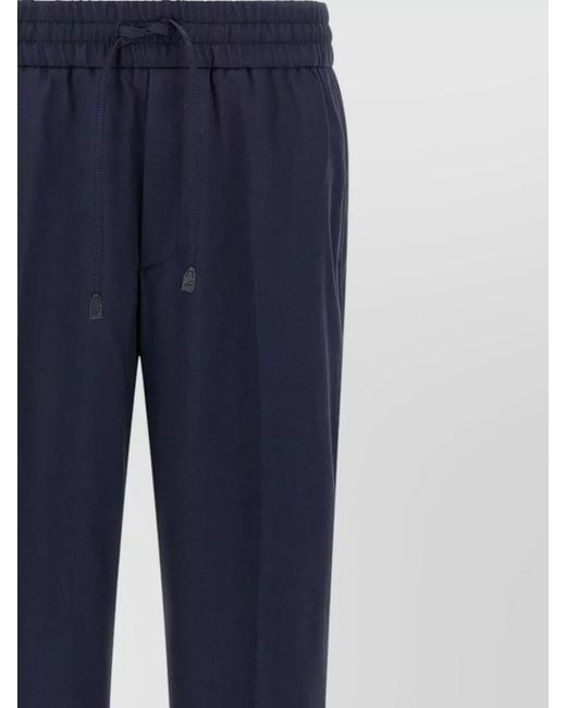 Brioni Blue Wool Straight Leg Trousers for men