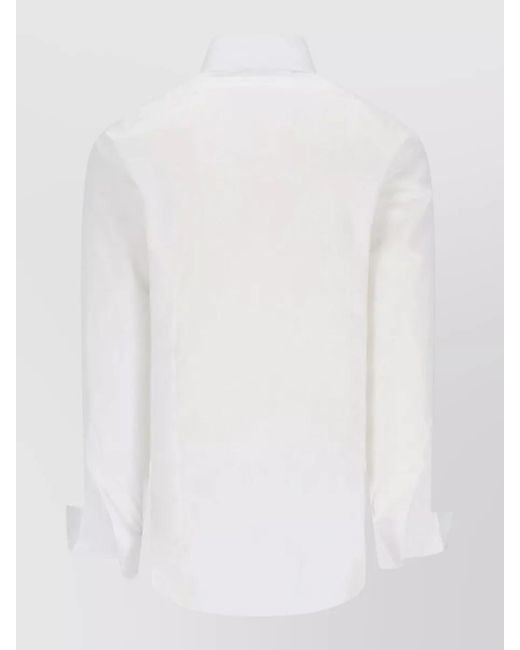 Barba Napoli White Button Down Collar Shirt Curved Hem for men
