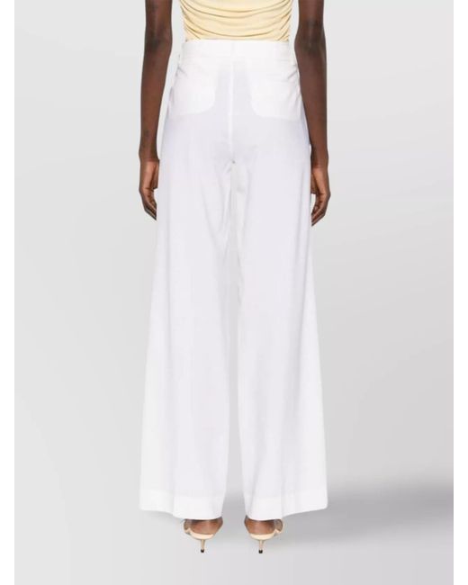 P.A.R.O.S.H. White Virgin Wool Pressed-Crease Wide-Leg Trousers