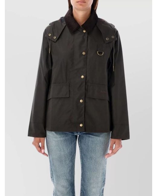 Barbour Black Wax Jacket Drawstring Hood