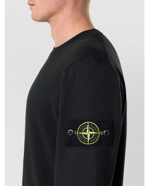 Stone Island Blue Crew Neck Long Sleeve Ribbed Sweatshirt for men