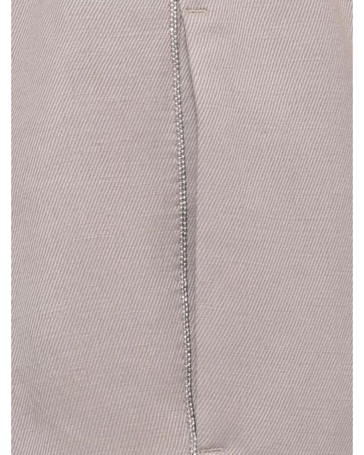 Peserico Gray Linen Pants Straight Cut Pleated Front Detailing