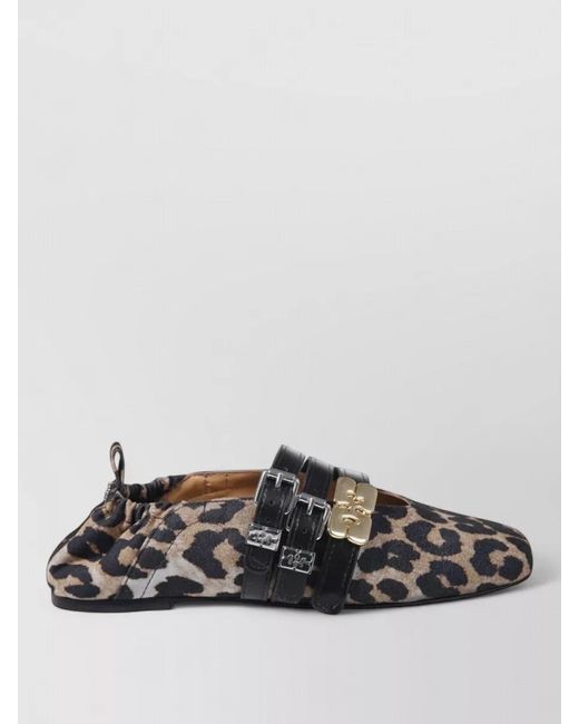 Ganni Black Printed Ballet Flats