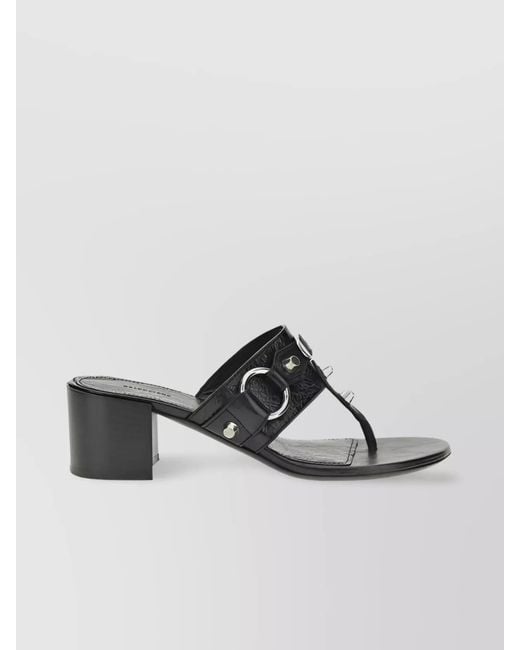 Balenciaga Black City Tong Leather Heeled Sandals