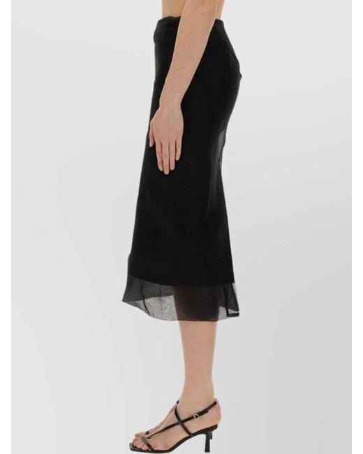 Sportmax Black Silk High-Rise Skirt
