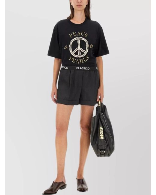 Moschino Black Virgin Wool Regular-Fit Tailored Shorts