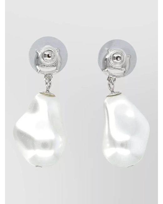 Self-Portrait White Pearl Drop Earrings Crystal Detail