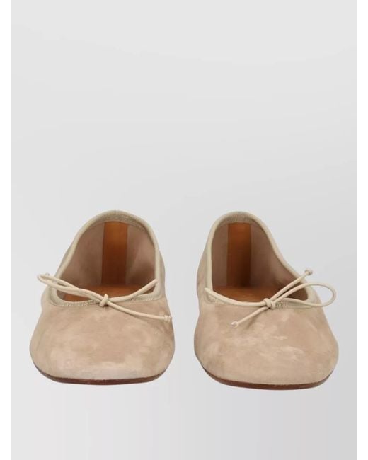 Aeyde Natural Dolphin Ballerina Shoes Bow Detail