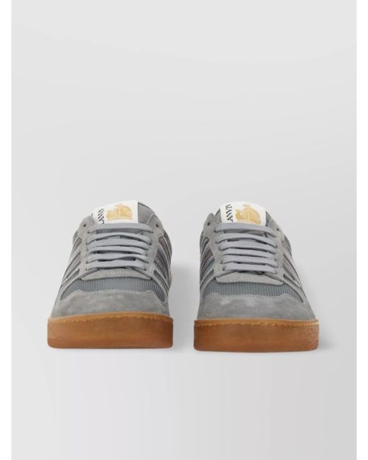 Lanvin Gray Leather Mesh Low-Top Sneakers