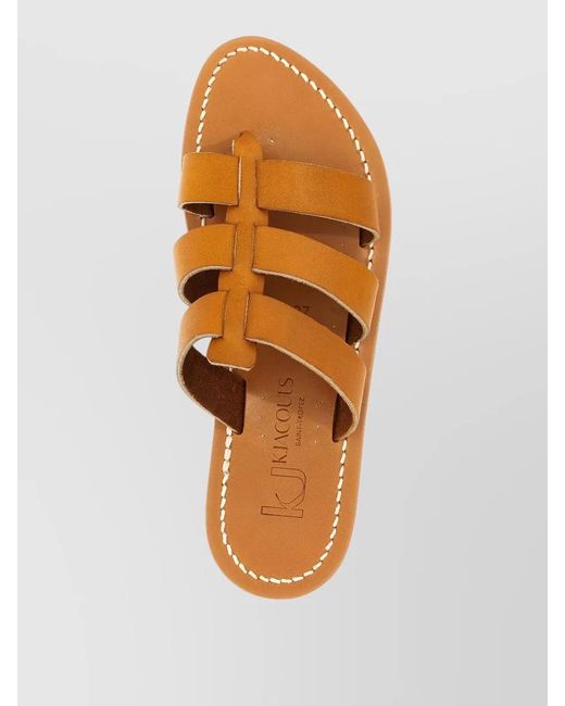 K. Jacques Brown Dolon Sandals Contrast Stitching Flat Sole
