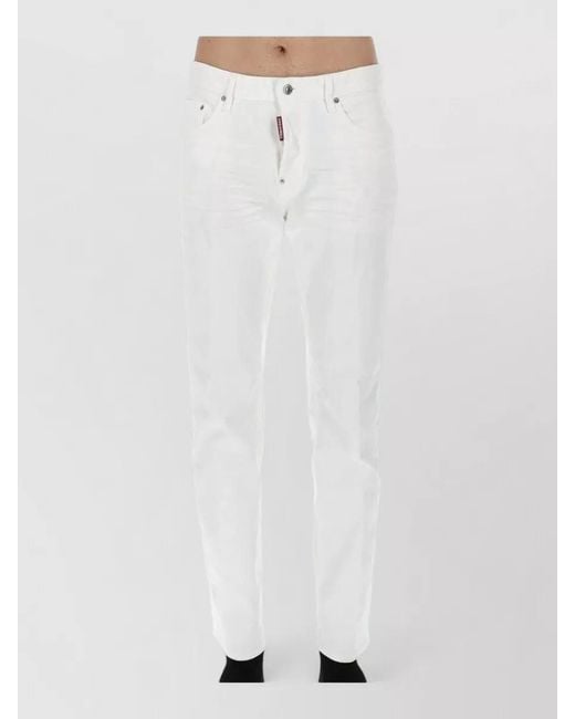 DSquared² White Denim Straight-Leg Jeans for men