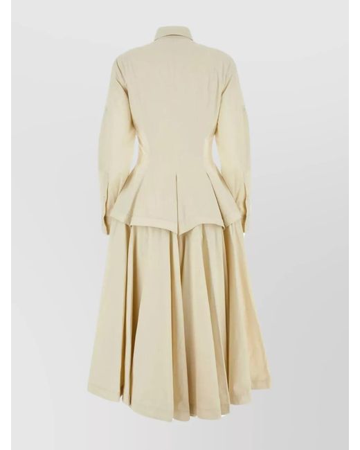 Bottega Veneta Natural Cotton Blend Flared Shirt Dress