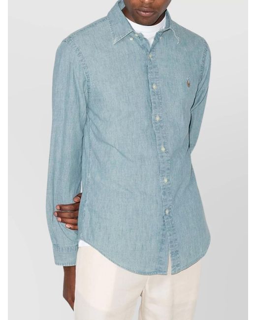 Ralph Lauren Blue Cotton Denim Long-Sleeve Shirt for men