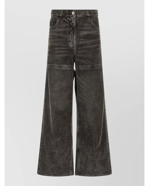 The Attico Gray Cotton Cutout Wide-Leg Jeans