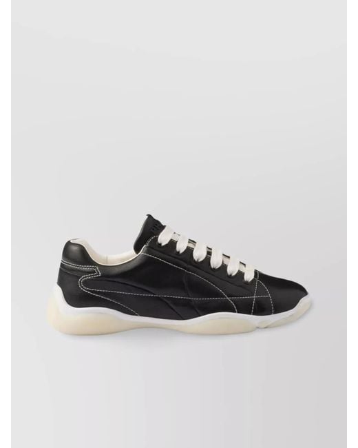 Prada Black Leather Low-Top Sneakers