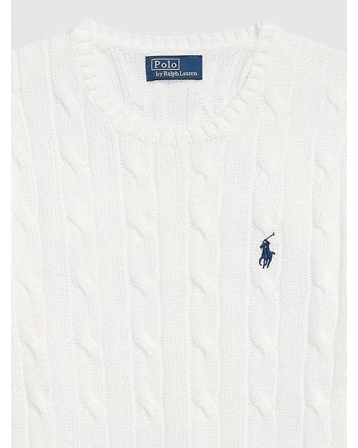 Polo Ralph Lauren White Cable-Knit Cotton Slim-Fit Jumper