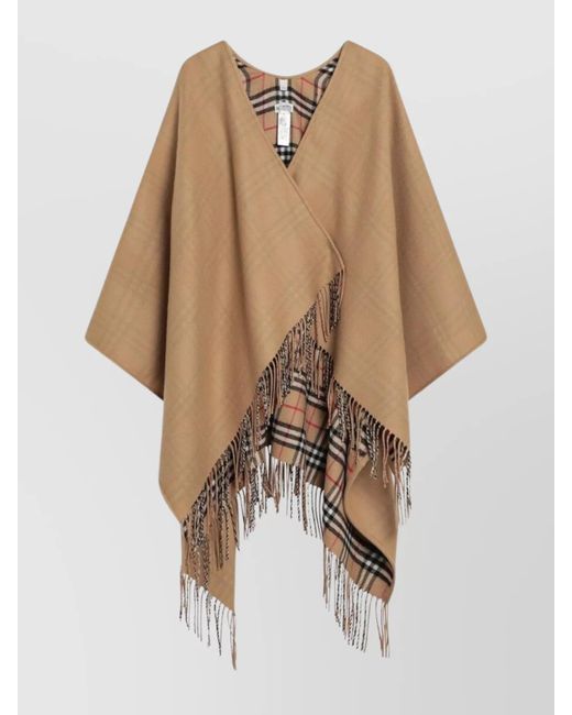 Burberry Natural Check Pattern Wool Cape