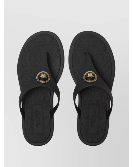 Versace Black Rubber Thong Sandals