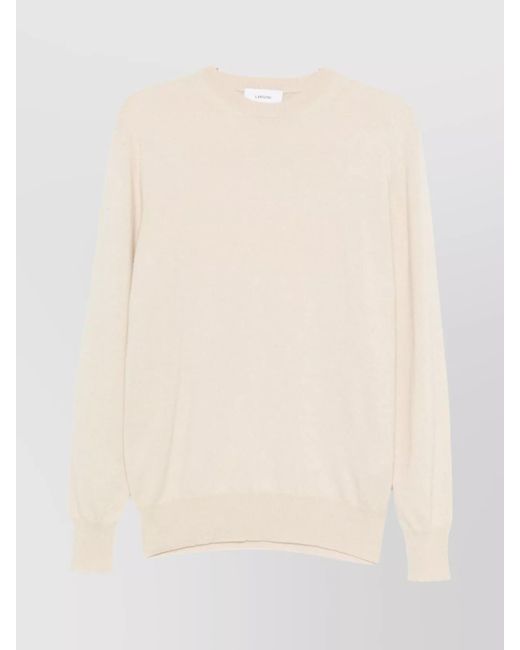 Lardini Natural Ribbed Cashmere Crew Neck Jumper for men