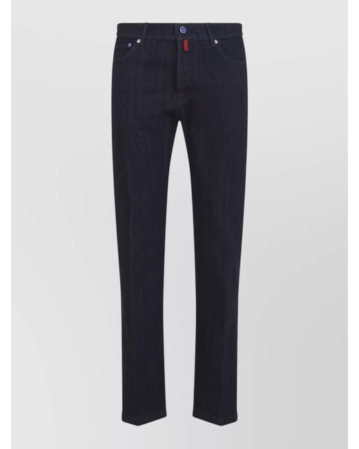 Kiton Blue Denim Pants Straight Leg Five Pocket Design for men