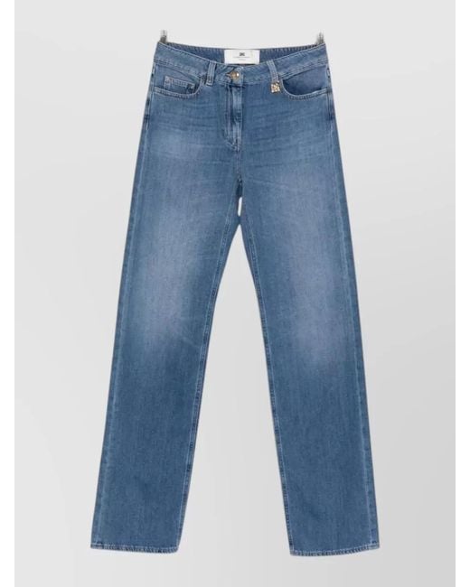 Elisabetta Franchi Blue Denim Wide-Leg Trousers